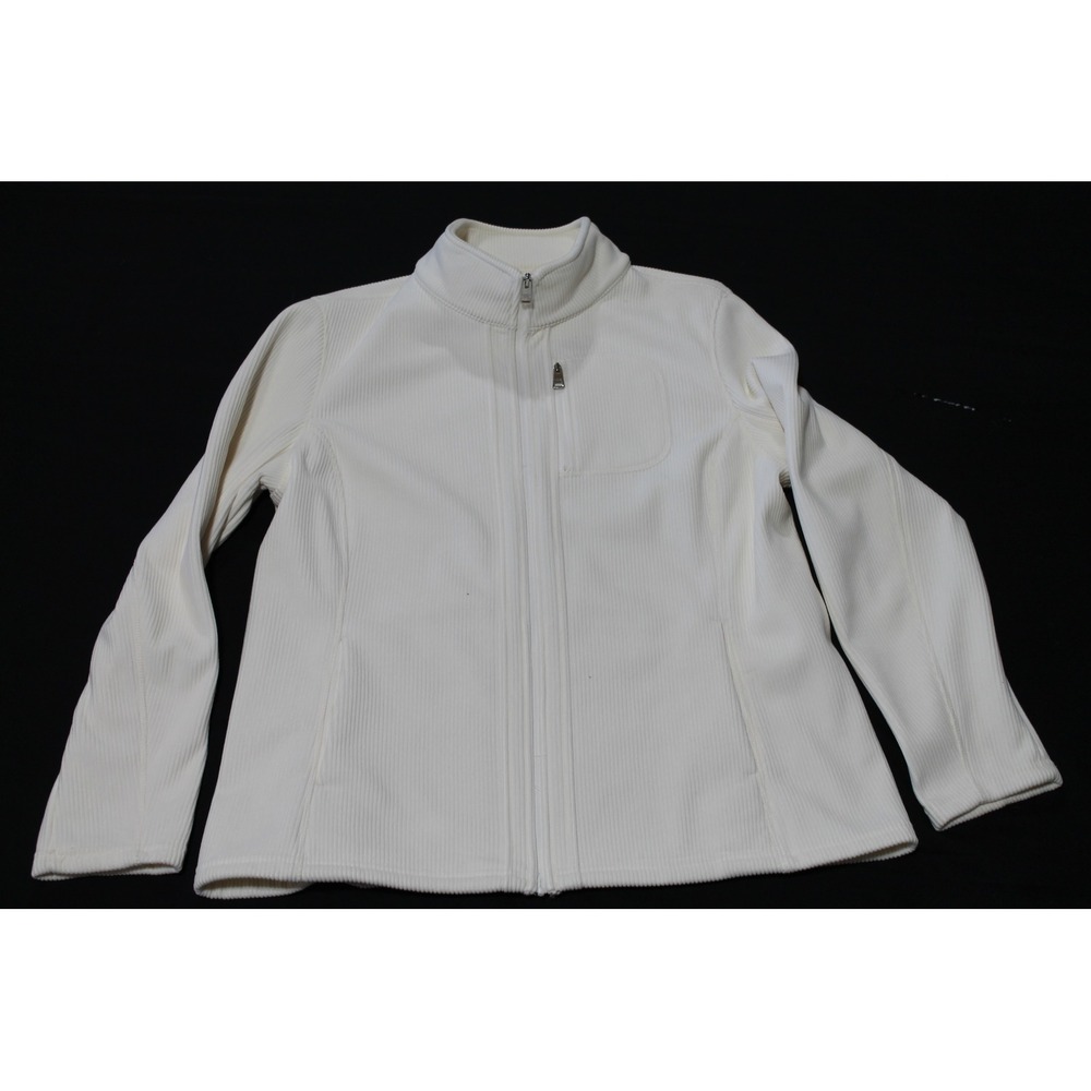 Andrew Marc Women's Large Ivory Ribbed Fleece Full Zip Jacket